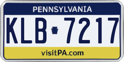 PA license plate KLB7217