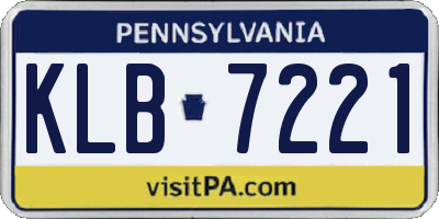 PA license plate KLB7221