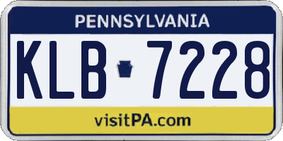 PA license plate KLB7228