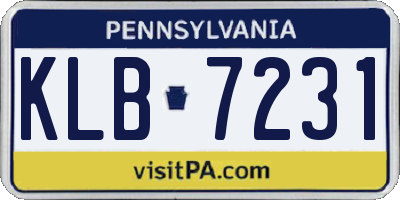 PA license plate KLB7231