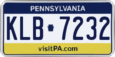 PA license plate KLB7232