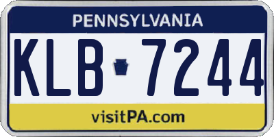 PA license plate KLB7244