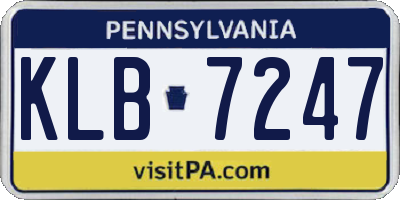 PA license plate KLB7247