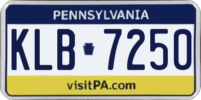 PA license plate KLB7250