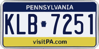 PA license plate KLB7251