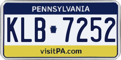 PA license plate KLB7252