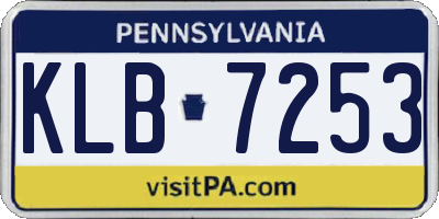 PA license plate KLB7253