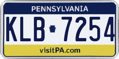 PA license plate KLB7254