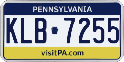 PA license plate KLB7255