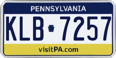 PA license plate KLB7257