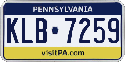 PA license plate KLB7259