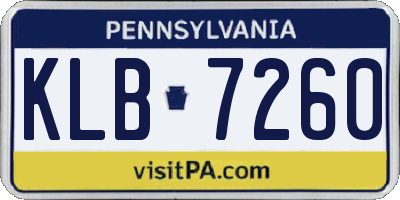 PA license plate KLB7260