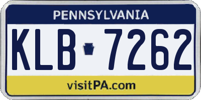 PA license plate KLB7262