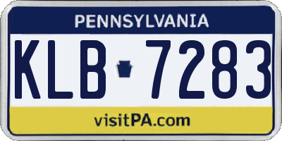 PA license plate KLB7283