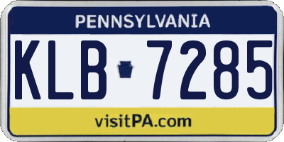 PA license plate KLB7285