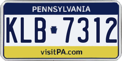 PA license plate KLB7312