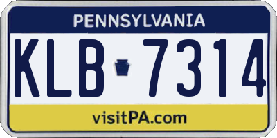 PA license plate KLB7314