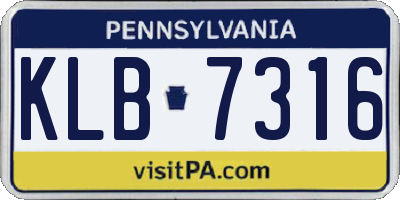 PA license plate KLB7316
