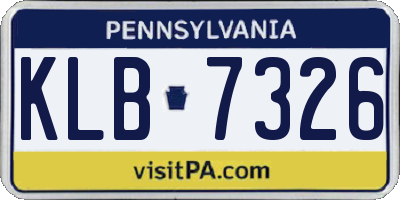 PA license plate KLB7326