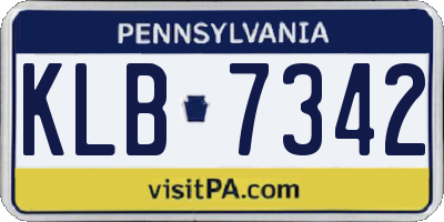PA license plate KLB7342