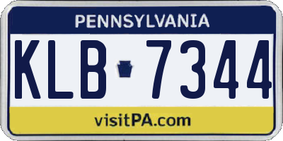 PA license plate KLB7344