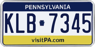 PA license plate KLB7345