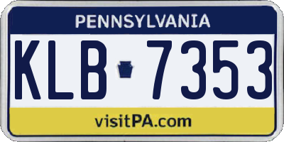 PA license plate KLB7353