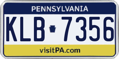 PA license plate KLB7356