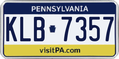 PA license plate KLB7357