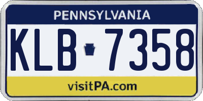 PA license plate KLB7358