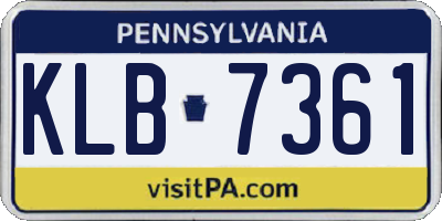 PA license plate KLB7361