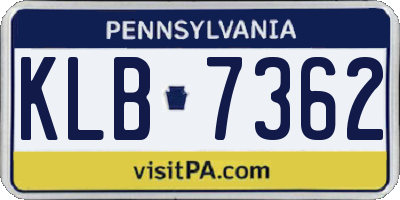 PA license plate KLB7362