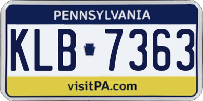 PA license plate KLB7363