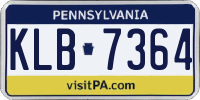 PA license plate KLB7364