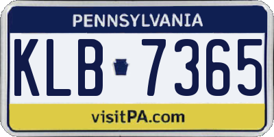 PA license plate KLB7365