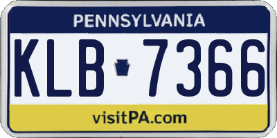 PA license plate KLB7366