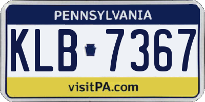 PA license plate KLB7367