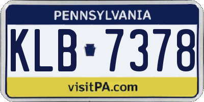 PA license plate KLB7378