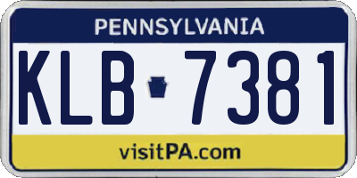 PA license plate KLB7381