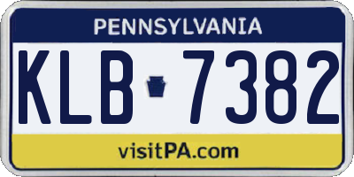 PA license plate KLB7382
