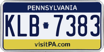 PA license plate KLB7383