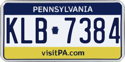 PA license plate KLB7384