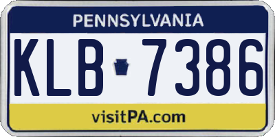 PA license plate KLB7386