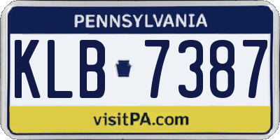 PA license plate KLB7387