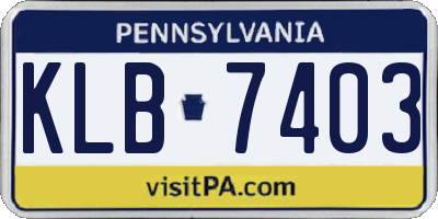 PA license plate KLB7403