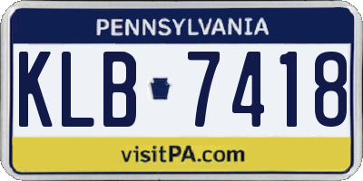 PA license plate KLB7418