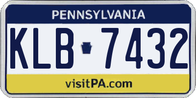 PA license plate KLB7432