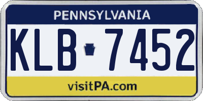 PA license plate KLB7452