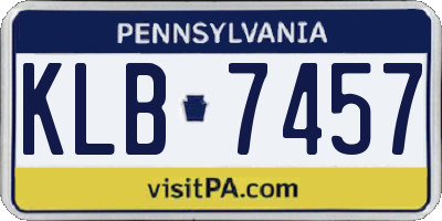 PA license plate KLB7457