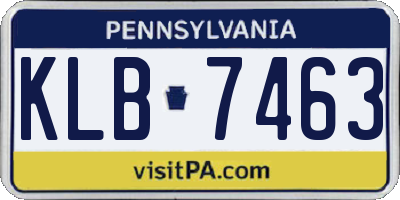 PA license plate KLB7463